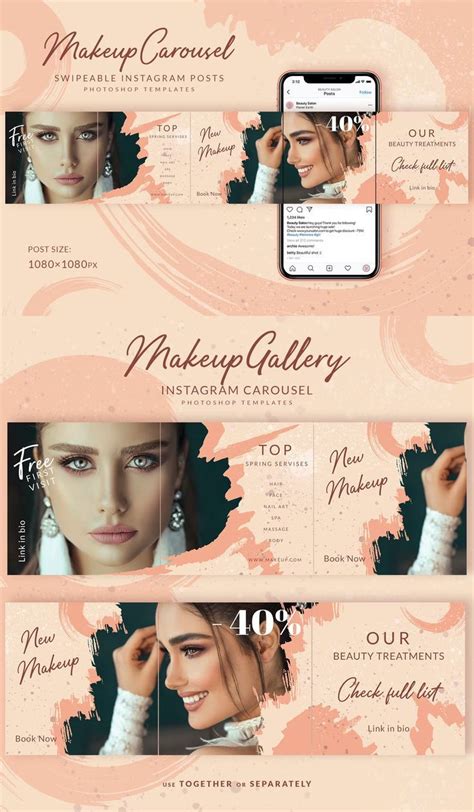 Makeup Instagram Carousel Templates Psd One Hair Beauty Treatments