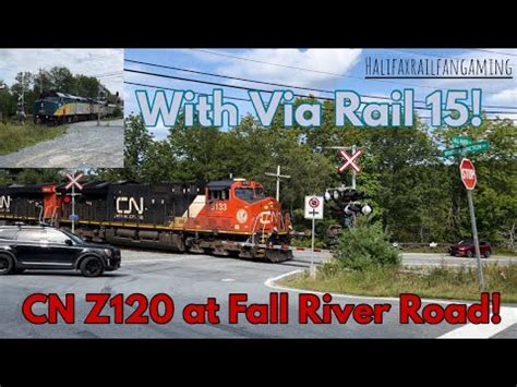 Via Rail 15 And CN Z120 At Fall River Road Railroad Crossing Windsor