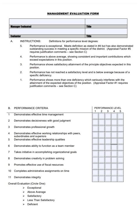 Performance Evaluation Form Free Word Templates