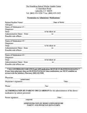 Fillable Online Permission To Administer Medication Doc Fax