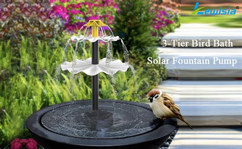 Lewisia 3 Tier Solar Bird Bath Fountain Water Pump Solar