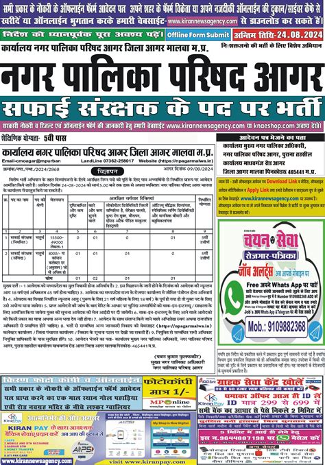 Mp Nagar Palika Agar Recruitment 2024 Notification Apply Now For Agar