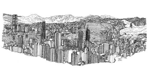 Hong Kong Skyline Drawing at PaintingValley.com | Explore collection of ...