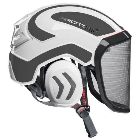 Casco Pfanner Protos Integral Arborist Con Sottogola Bianco E Grigio