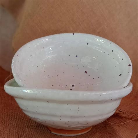 White Speckled Stoneware Bowl With Lip On Carousell