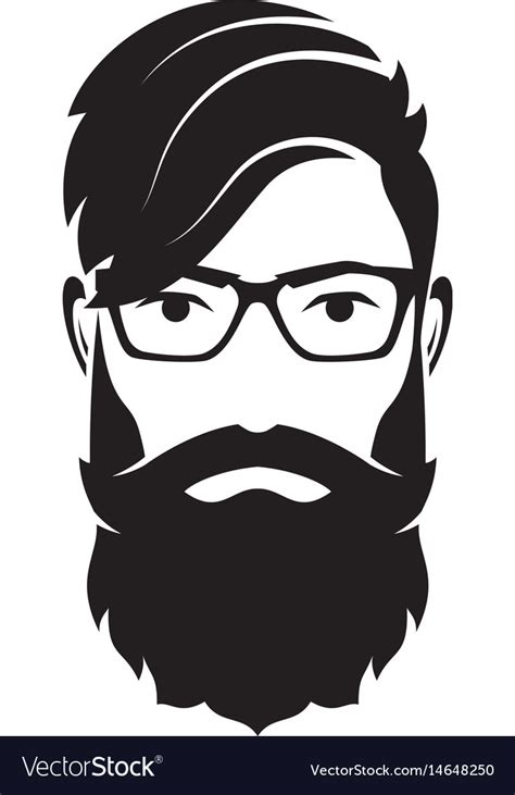 Bearded Men Face Hipster Character Royalty Free Vector Image