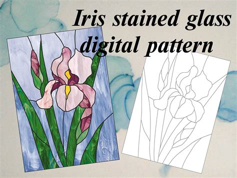 Iris Stained Glass Digital Pdf Pattern Etsy Canada