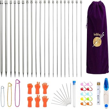 Amazon de Coopay 53 Stück Metall Stricknadel Set 11 Paare 25cm Single