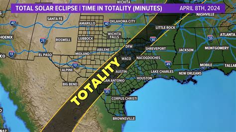 Texas total solar eclipse: Areas with longest times in totality | wfaa.com