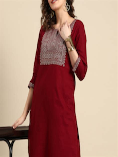 Buy Sangria Women Ethnic Motifs Yoke Design Regular Pure Cotton Kurta With Trousers Kurta Sets