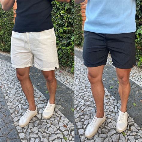 Kit 2 Short Masculino Linho Sarja Mauricinho Qualidade Premium Curto