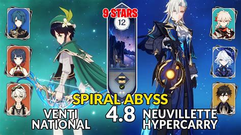 New 4 8 Spiral AbyssVenti National Neuvillette Hypercarry Genshin