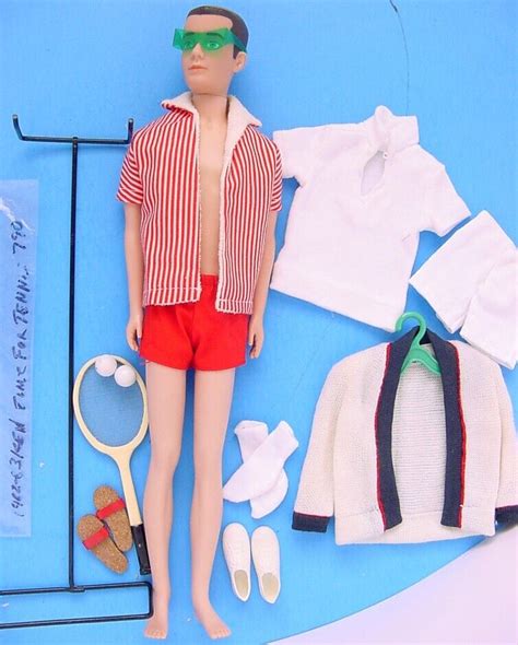 1962 BRUNETTE KEN DOLL 750 In ORIGINAL OUTFIT W TIME FOR TENNIS SET