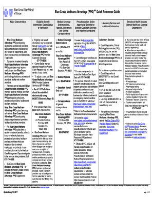 Fillable Online Blue Cross Medicare Advantage PPO SM Quick Reference