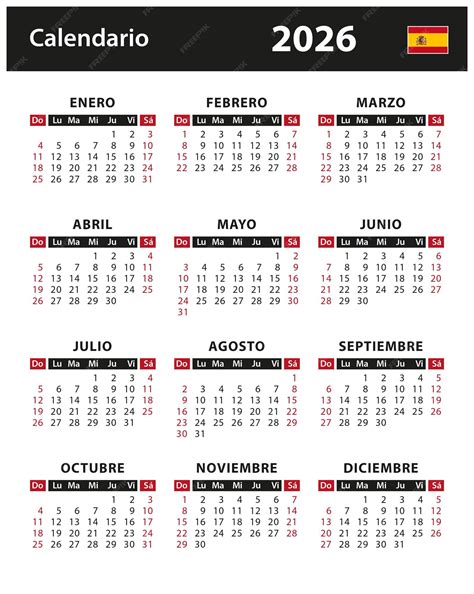 2026 calendar vector stock illustration spain spanish version | Premium