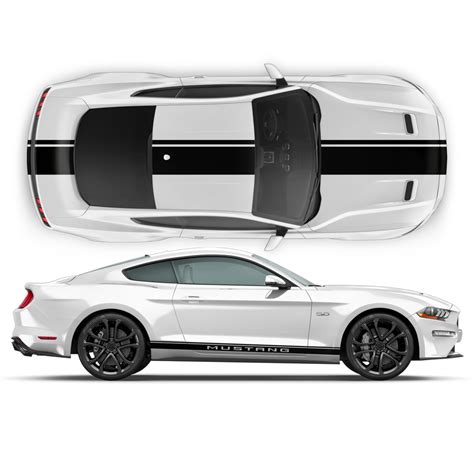 Black Mustang With White Stripes