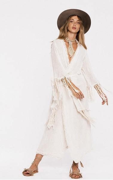 White Tassel Long Sleeve Cotton Lace Maxi Dress