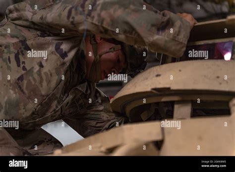 U S Airmen And Soldiers Load And Unload Bradley Fighting Vehicles At Ali Al Salem Air Base