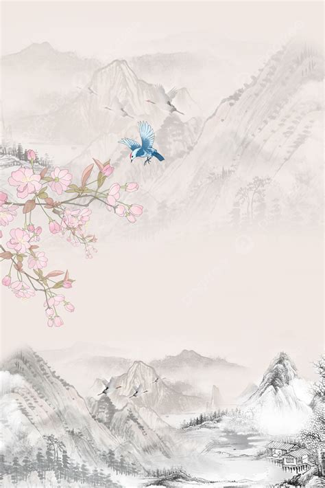 Chinese Style Ink Landscape Painting Background Wallpaper Image For