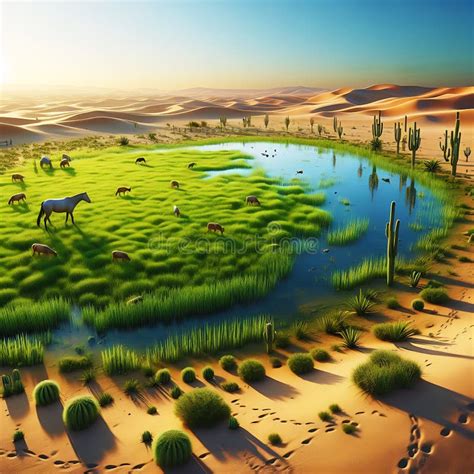 Oasis The Marvels Of Wildlife The Scenery Of The Desert Stock