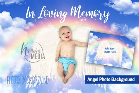 Rip Memorial Angel Wings Photo Template Graphic By Haywiremedia