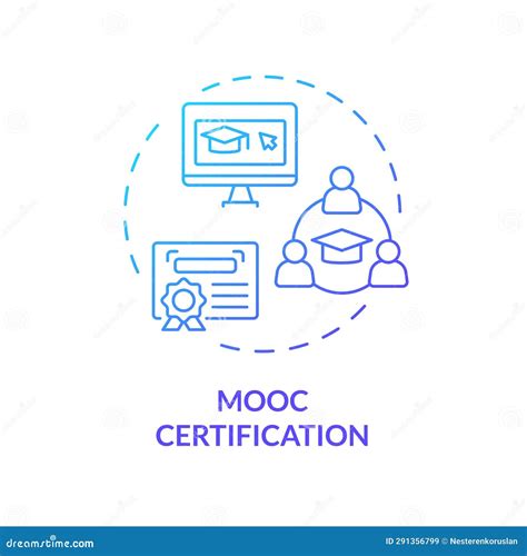 2d Gradient Thin Linear Icon Mooc Certification Concept Stock Vector Illustration Of Creative