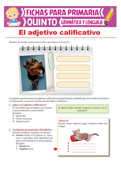 Escribe Adjetivos Calificativos Para Cada Sustantivo Alumnos The Best