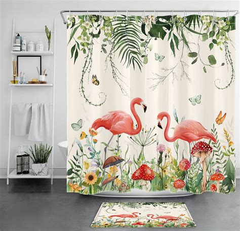 Charming Avian And Mushroom Shower Curtain Elevate Your Bathroom