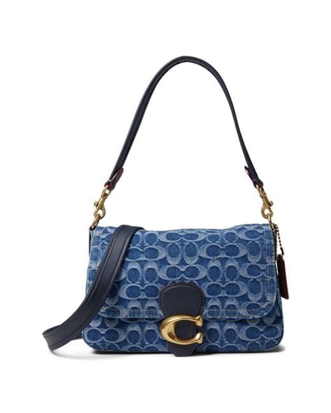 COACH Washed Denim Signature Soft Tabby Shoulder Bag in Navy (Blue) | Lyst