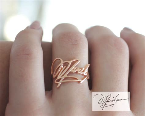 Handwriting Ring Custom Actual Signature Ring Handwriting Etsy