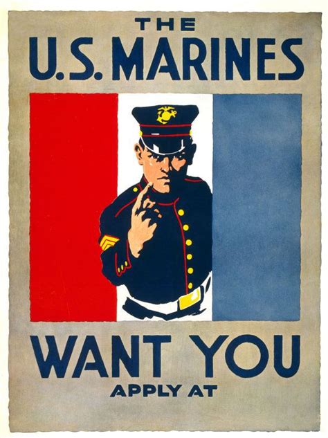 New Vintage Wwi Reproduction Poster Marines We Want Etsy Usmc