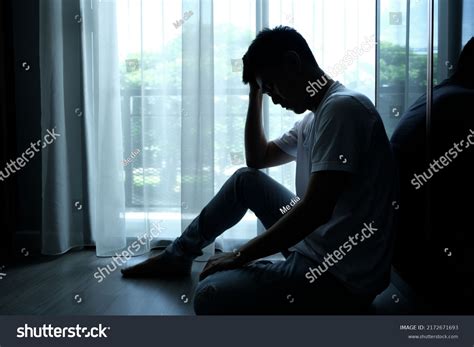 Man Sitting Corner Room Have Emotional Stock Photo 2172671693