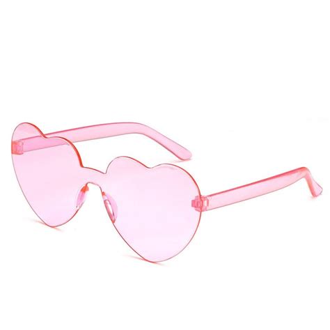 Retro Pink Heart Sunglasses Frameless Heart Sunglasses Etsy