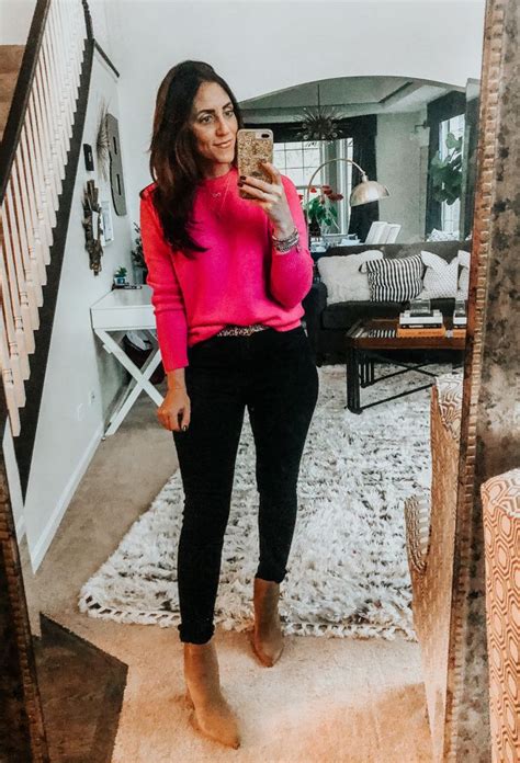 4 Ways How To Style A Hot Pink Sweater This Is Our Bliss Pink Sweater Outfit Hot Pink