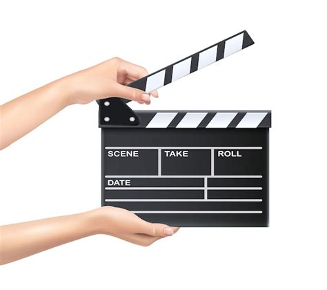 Premium Vector Realistic Vector Icon Movie Clapper Board Opened With