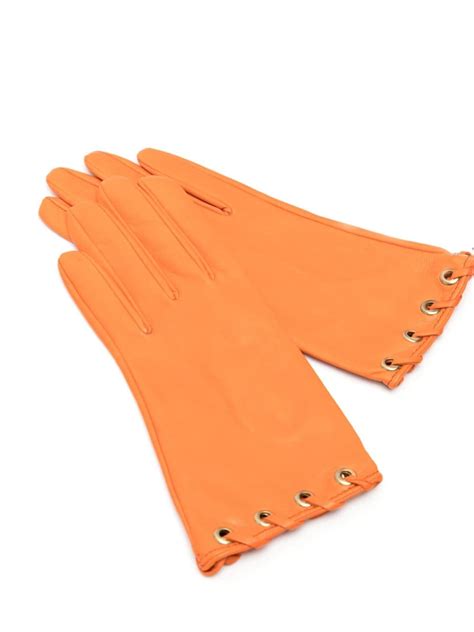 Manokhi Whipstitch Trim Leather Gloves Farfetch