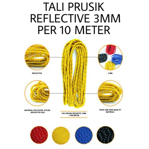 Jual Tali Prusik Reflective Ukuran 3MM Tali Paracord Reflektif Per