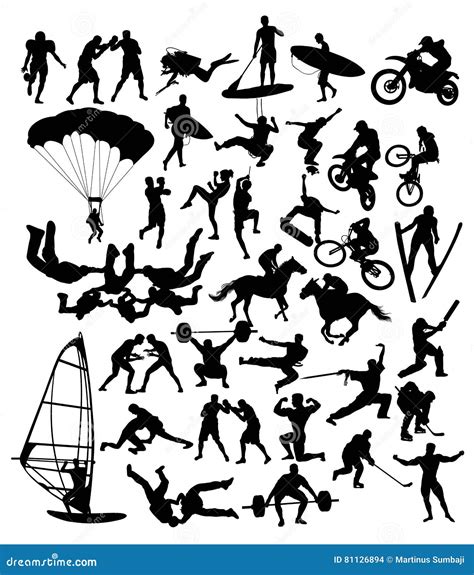 Extreme Sport Activity Silhouettes Stock Vector Illustration Of