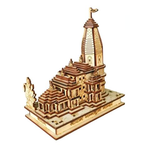 Temple D Shri Ram Mandir Ayodhya Sculpt La Main En Bois Moyen