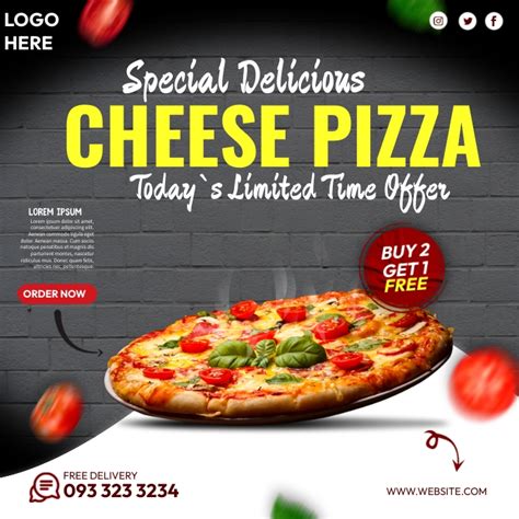 Cheese Pizza Menu Template Postermywall