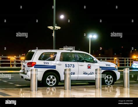 Police Car In Bahrain Night Shot Bahraini Police Car Stock Photo Alamy