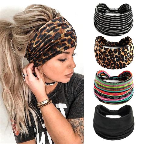 Stirnband Damen Breite Elastische Weiche Boho Haarb Nder Leopard Print