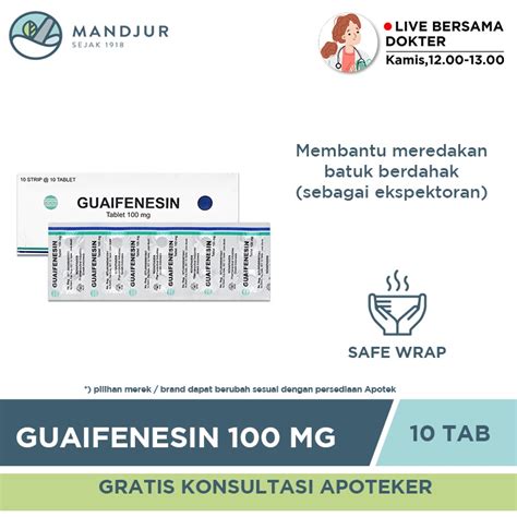 Jual Guaifenesin Mg Tablet Obat Batuk Berdahak Shopee Indonesia