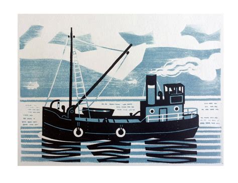 Clyde Puffer Original Limited Edition Artists Linocut Print Etsy