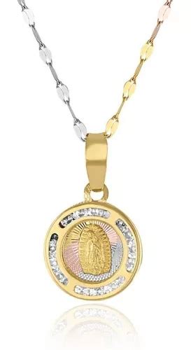 Cadena Medalla Virgen De Guadalupe Bautizo Oro K Grabado En Venta En