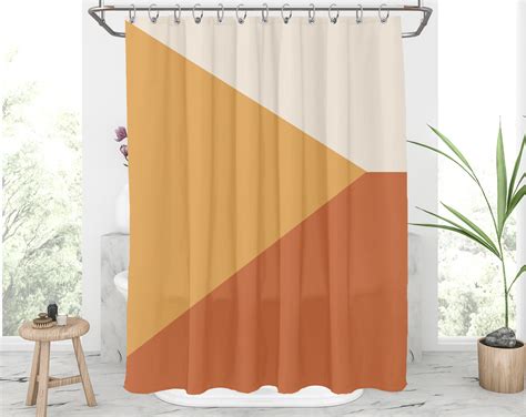 Extra Shower Curtain Mustard And Burnt Orange Shower Curtains Etsy