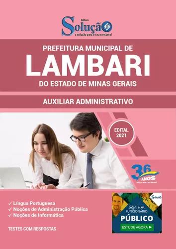 Apostila Prefeitura Lambari Mg Auxiliar Administrativo Mercadolivre