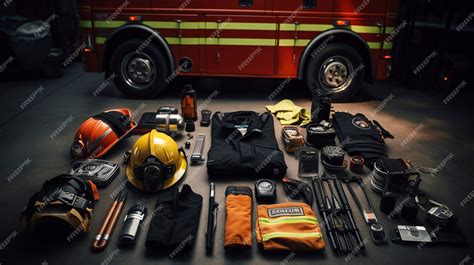 Premium AI Image | Fire Brigade Rescue Tools and Gear