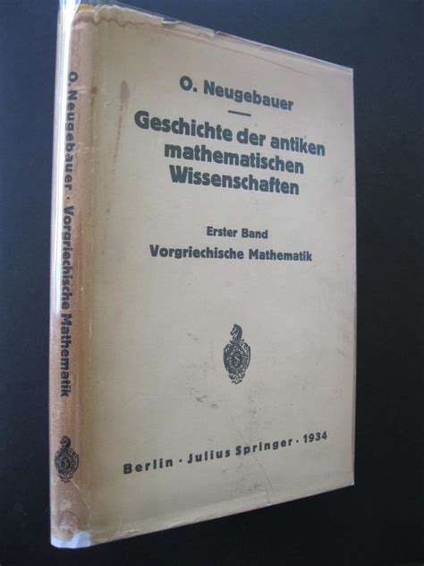 Vorlesungen Uber Geschichte Der Antiken Mathematischen Wissenschaften