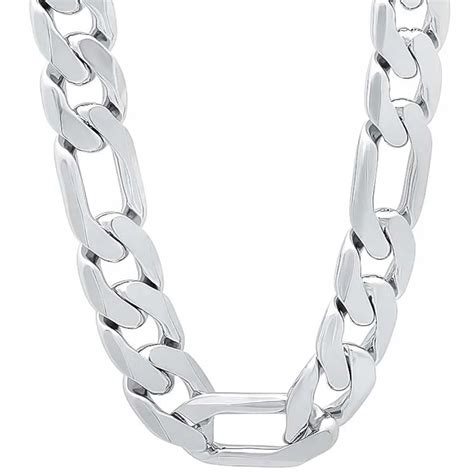 FREE SHIPPING 925 Sterling Silver 10MM Figaro Chain NECKLACE FOR MEN